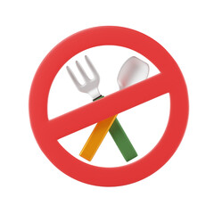 No Food Instructions 3d illustration