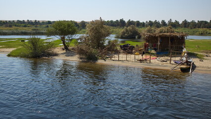Fisher hut on an island on Nile in Egypt, Africa
