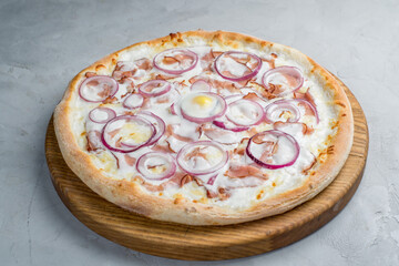 White cheese pizza on background