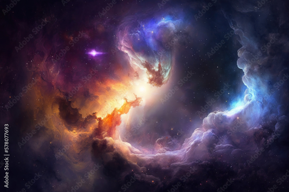 Wall mural galaxy and nebula. abstract space background. endless universe with stars and galaxies in outer spac