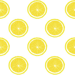 Rows with lemon slices on white background, seamless pattern