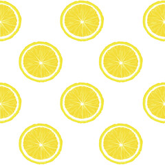 Fototapeta premium Rows with lemon slices on white background, seamless pattern