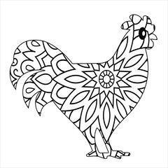 Vector animal mandala coloring page for kids and adult