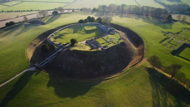 Aerial view of Old Sarum Castle, Salisbury, England
