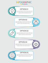 Vector Infographic modern graphic template with icons and 5 options.Creative concept for business data visualization can be used for banner, process, layout.