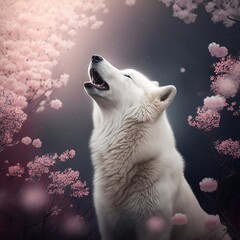 illustration, wolf howling ,generative ai