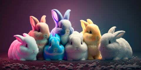Cute baby rabbits multicolored