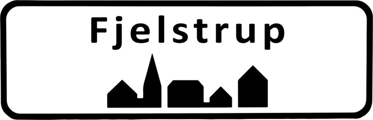 City sign of Fjelstrup - Fjelstrup Byskilt