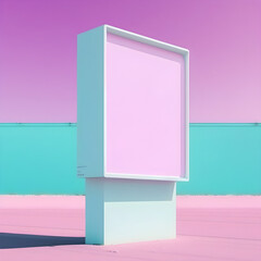 Blank billboard mockup for advertisement in post apocalyptic city, vaporwave colors, Generative AI