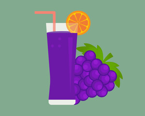glass of Grape juice with Grapes vector illustration