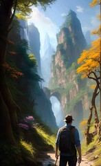 Naklejka premium hiker in the mountains