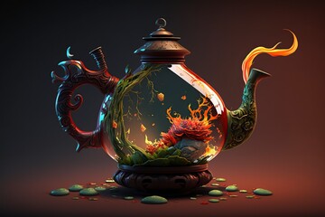 illustration, chinese tea, generative ai