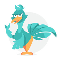 Vector character peacock in cartoon style.