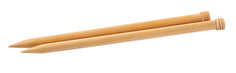 A pair of large wooden knitting needles