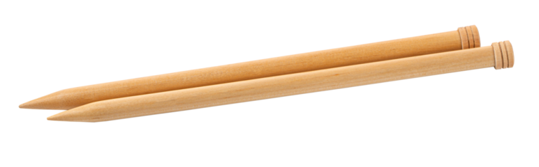A pair of large wooden knitting needles