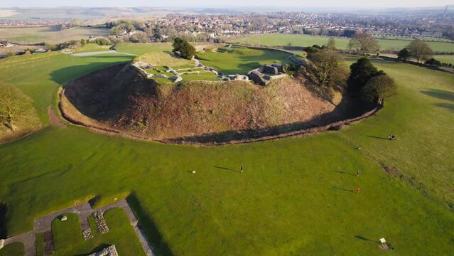 Aerial view of Old Sarum Castle, Salisbury, England
