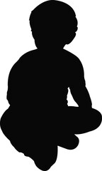 a baby body sitting body silhouette vector