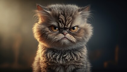 Fototapeta premium Angry looking cat. Created with Generative AI.