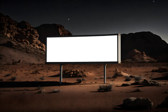 Blank billboard mockup for advertisement in Mars, Generative AI