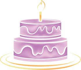 Pink birthday cake with a candle.