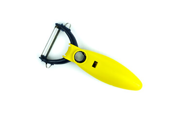 Kitchen knife for peeling vegetables, carrots, potatoes, zucchini, isolated on white, space for an inscription,