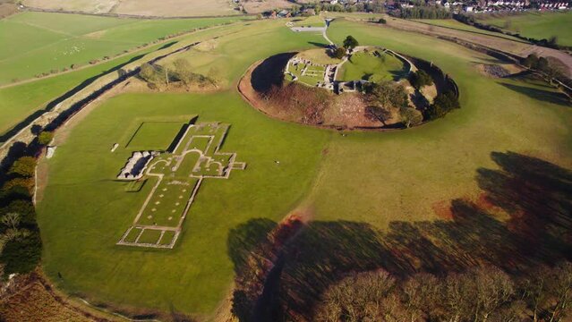 Aerial view of Old Sarum Castle, Salisbury, England
