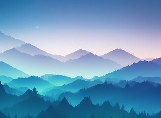 mountains in the fog