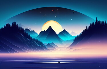 sunset in mountains