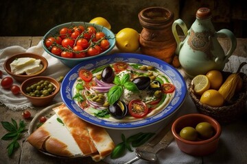 Fototapeta na wymiar Delicious Mediterranean Food (Generative AI)