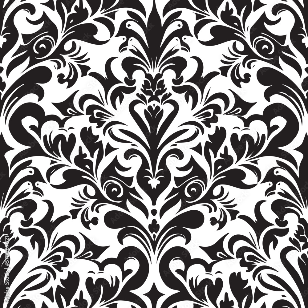 Poster stunning vector illustration features a black and white background with an intricate and stylish pat