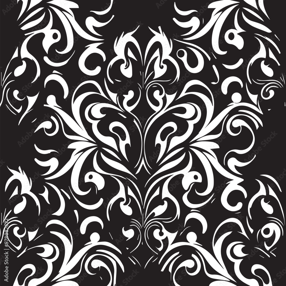 Poster stunning vector illustration features a black and white background with an intricate and stylish pat