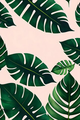 Seamless background with green leaves. Generative AI
