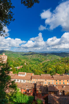 Perugia historical center and Umbria valley from Porta Sole panoramic terrace