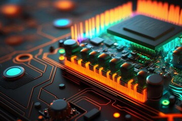 Close of of a CPU computing with Generative AI technology