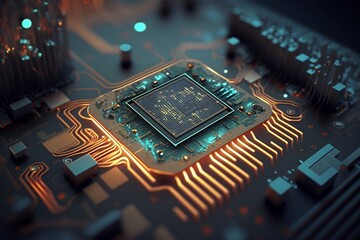 Close of of a CPU computing with Generative AI technology