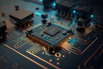 Close of of a CPU computing with Generative AI technology