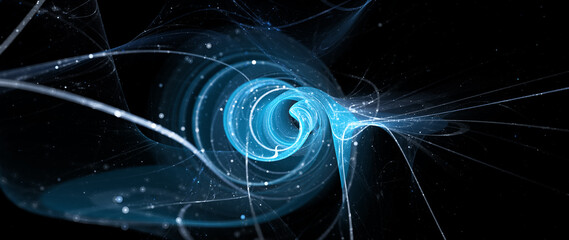 Blue glowing chaotic quantum communication in space - 578090034