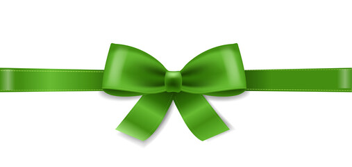 Green Bow Isolated White Background