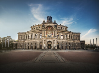Fototapeta na wymiar Semperoper Opera House at Theaterplatz - Dresden, Soxony, Germany