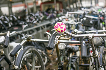 Fototapeta na wymiar Parking lot for bicycles in Amsterdam, Netherlands