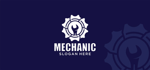 Mechanical technology logo, gear and piston combination logo symbol. engine parts