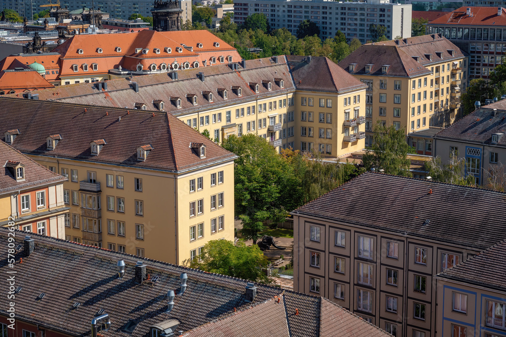 Sticker Aerial view of Buildings complex and Spielplatz - Dresden, Saxony, Germany