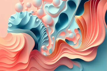 Abstract blue coral pastel  texture wave background. Generative Ai