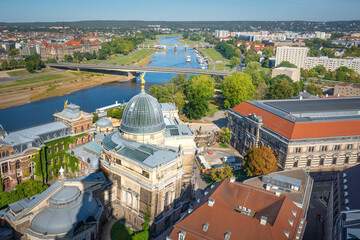 Fototapeta na wymiar Aerial view of Dresden Academy of Fine Arts and Albertinum - Dresden, Saxony, Germany
