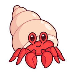 Cute cartoon hermit crab drawing