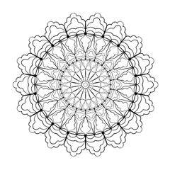 Mandala pattern in a circle. Round ornament. Coloring page element. 