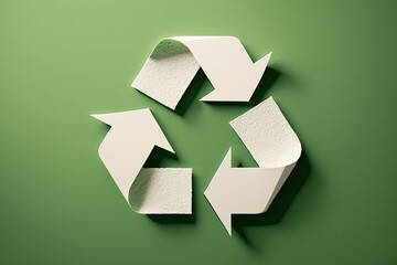 Recycling symbol on a green background, copyspace. Generative AI