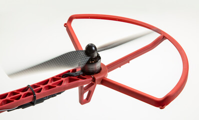 drone arm with an electric motor and a carbon fiber spinning propeller