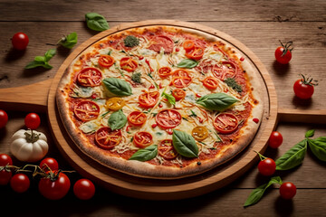 pizza with tomatoes and olive oil