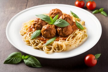 spaghetti with tomato sauce and basil